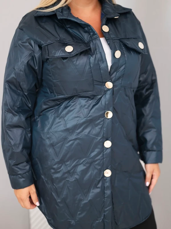 Kurtka damska Plus Size pikowana z kołnierzem i kieszeniami (r.44/46)      