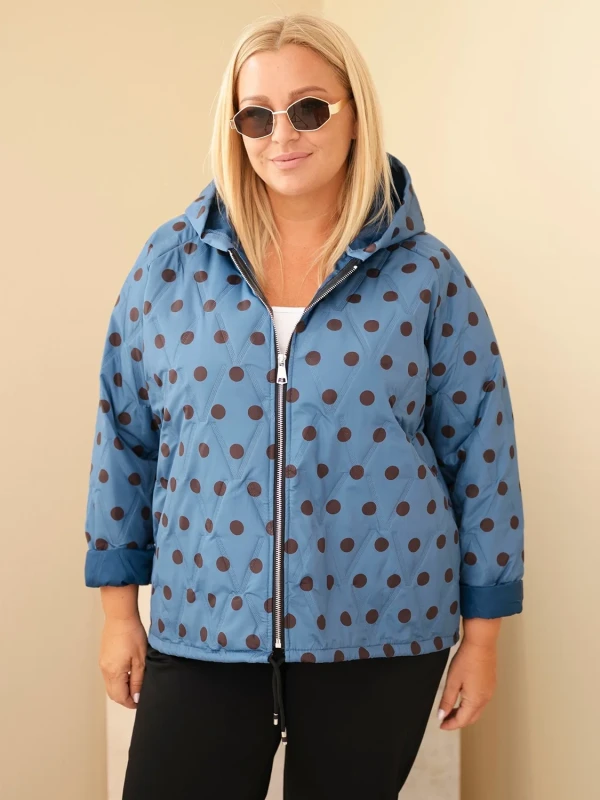Kurtka damska Plus Size w grochy z kapturem (r.46/50)   