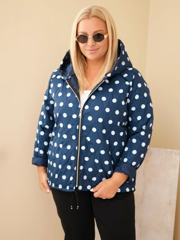 Kurtka damska Plus Size w grochy z kapturem (r.46/50) 