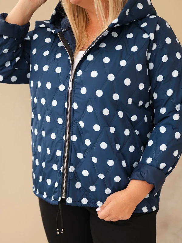 Kurtka damska Plus Size w grochy z kapturem (r.46/50) 