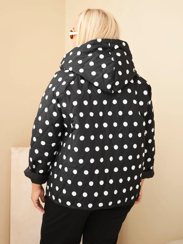 Kurtka damska Plus Size w grochy z kapturem (r.46/50)  