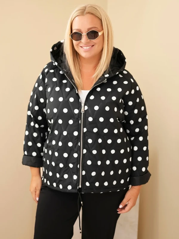 Kurtka damska Plus Size w grochy z kapturem (r.46/50)  
