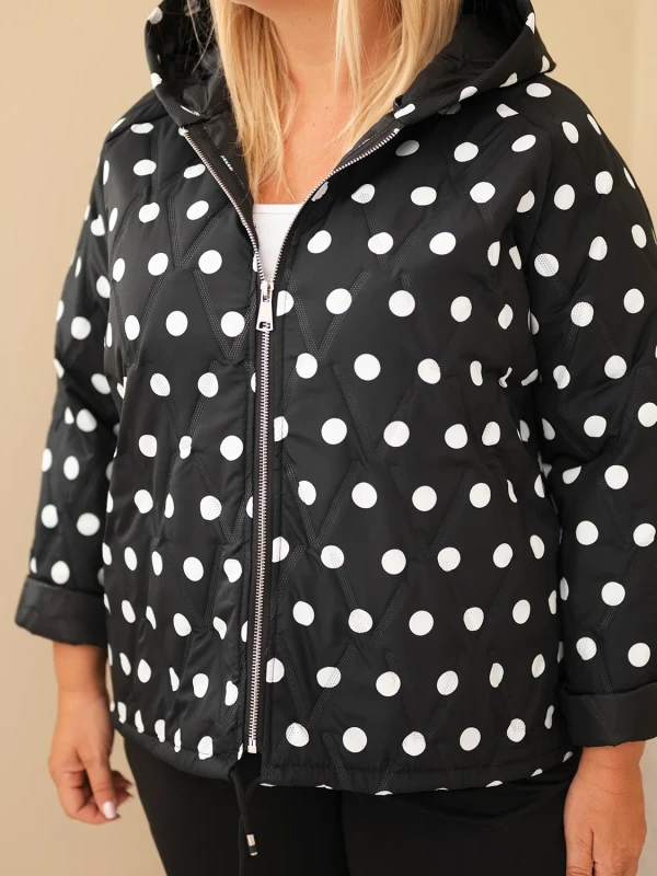 Kurtka damska Plus Size w grochy z kapturem (r.46/50)  