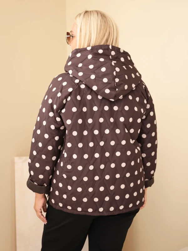 Kurtka damska Plus Size w grochy z kapturem (r.46/50)