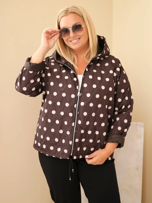 Kurtka damska Plus Size w grochy z kapturem (r.46/50)