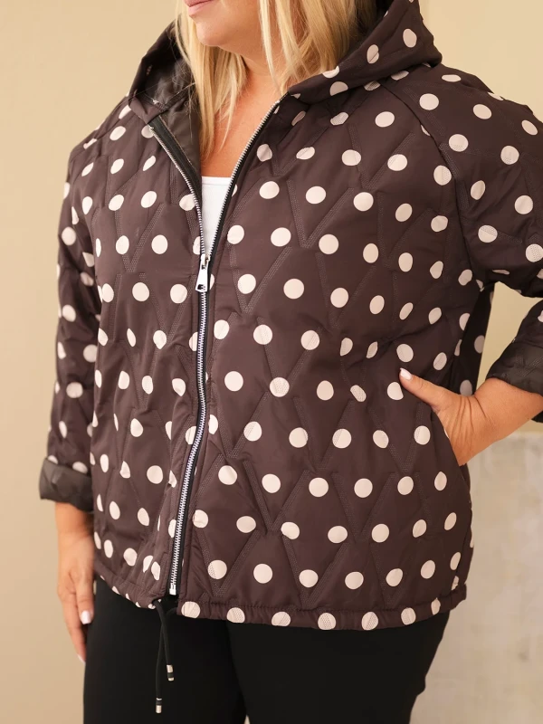 Kurtka damska Plus Size w grochy z kapturem (r.46/50)