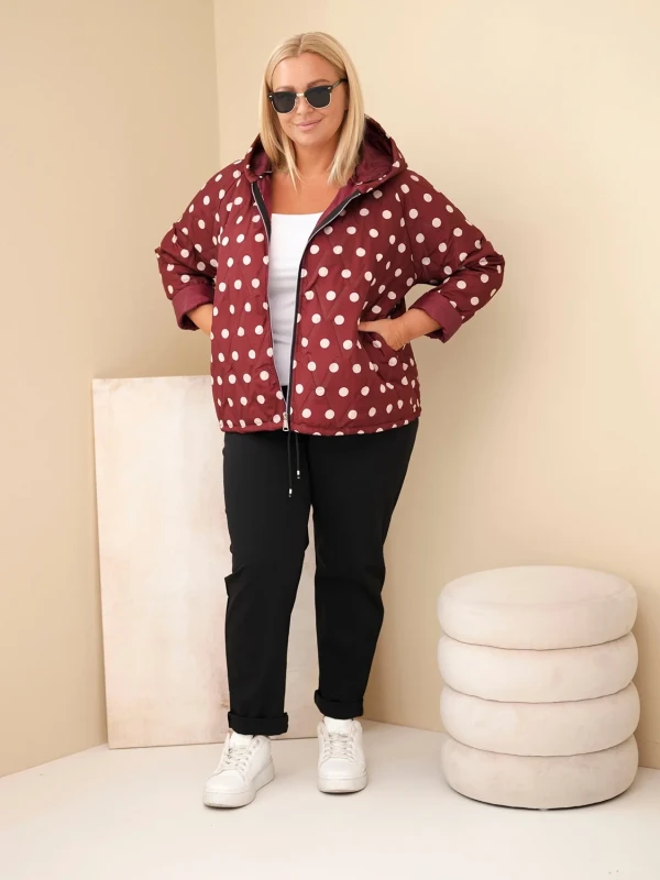 Kurtka damska Plus Size w grochy z kapturem (r.46/50) 