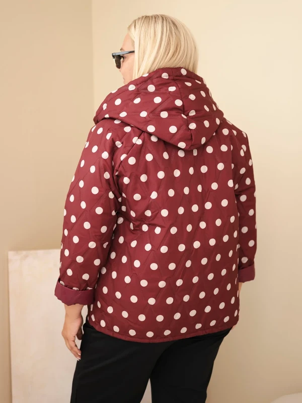 Kurtka damska Plus Size w grochy z kapturem (r.46/50) 