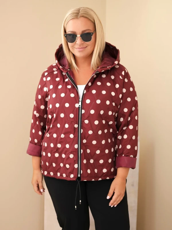 Kurtka damska Plus Size w grochy z kapturem (r.46/50) 