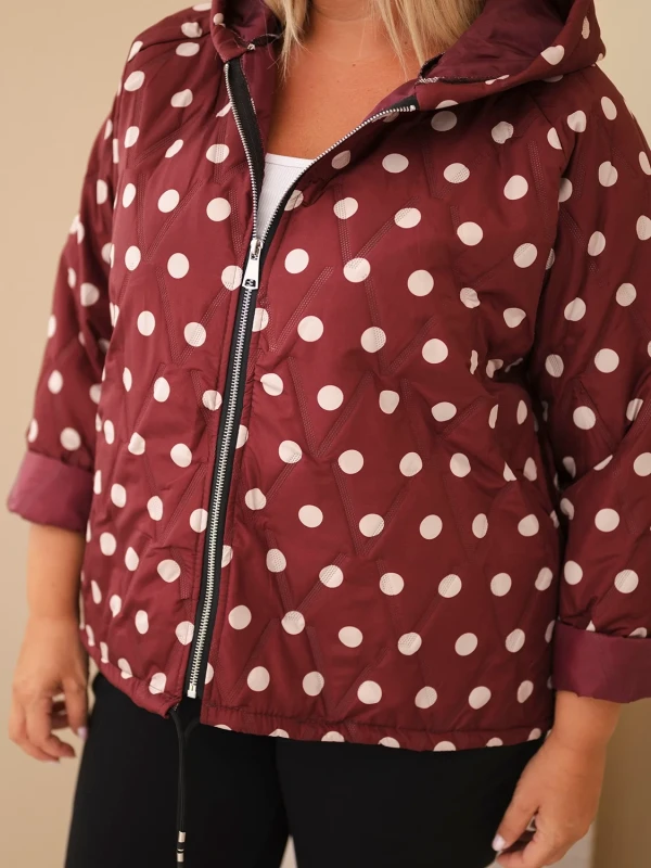 Kurtka damska Plus Size w grochy z kapturem (r.46/50) 