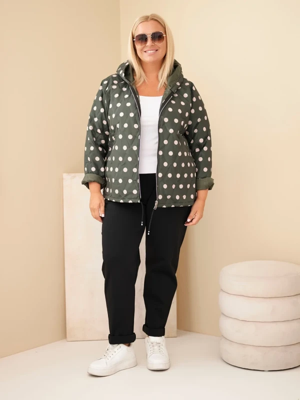 Kurtka damska Plus Size w grochy z kapturem (r.46/50) 