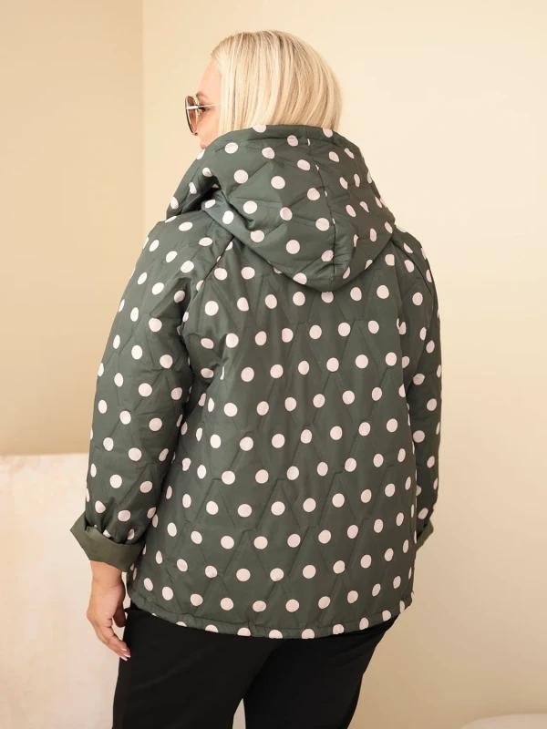 Kurtka damska Plus Size w grochy z kapturem (r.46/50) 