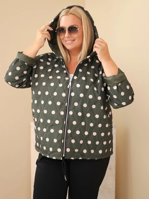 Kurtka damska Plus Size w grochy z kapturem (r.46/50) 