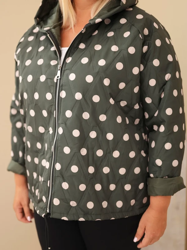 Kurtka damska Plus Size w grochy z kapturem (r.46/50) 