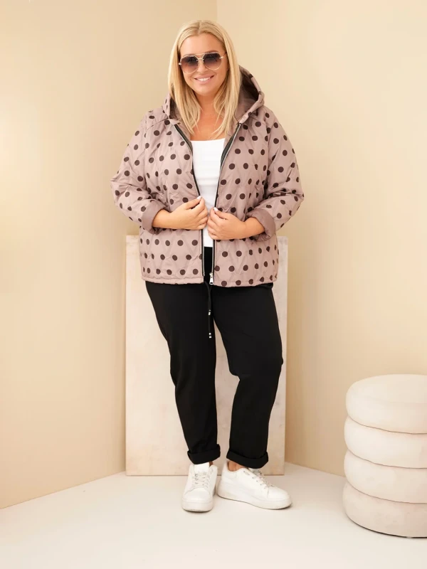 Kurtka damska Plus Size w grochy z kapturem (r.46/50) 