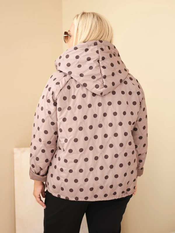 Kurtka damska Plus Size w grochy z kapturem (r.46/50) 