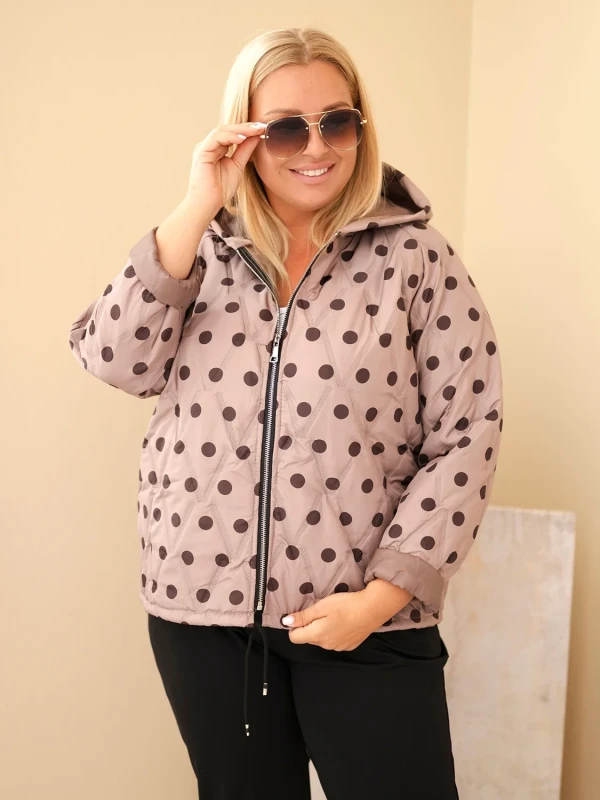 Kurtka damska Plus Size w grochy z kapturem (r.46/50) 
