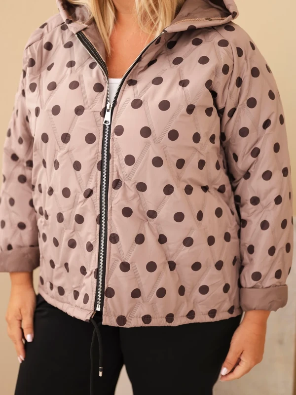 Kurtka damska Plus Size w grochy z kapturem (r.46/50) 