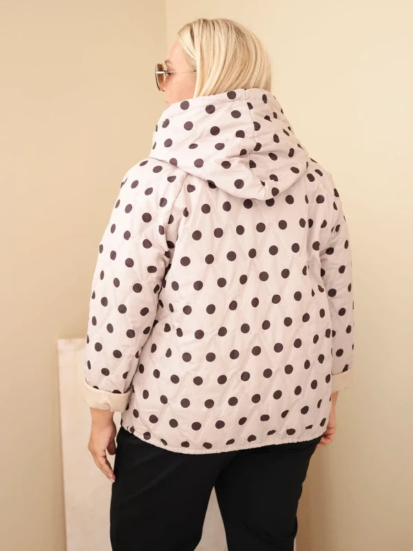 Kurtka damska Plus Size w grochy z kapturem (r.46/50)