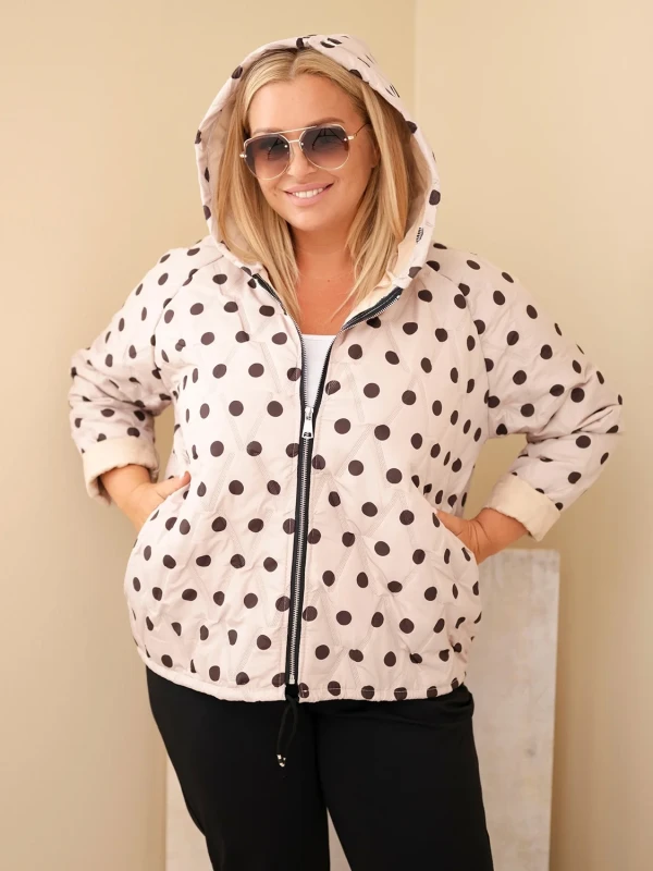 Kurtka damska Plus Size w grochy z kapturem (r.46/50)