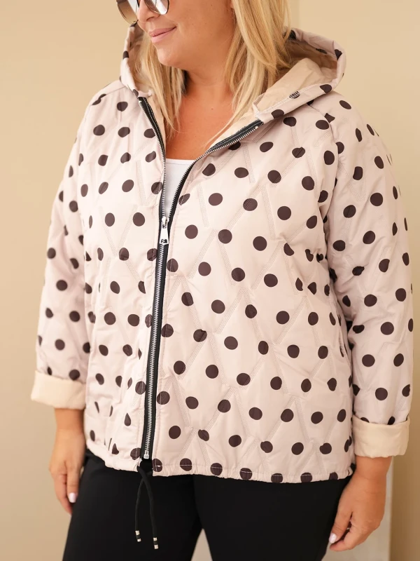 Kurtka damska Plus Size w grochy z kapturem (r.46/50)