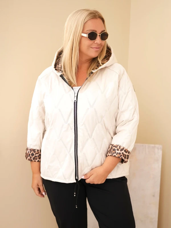 Kurtka damska Plus Size z kapturem i ozdobnym wykończeniem (r.46/50)   