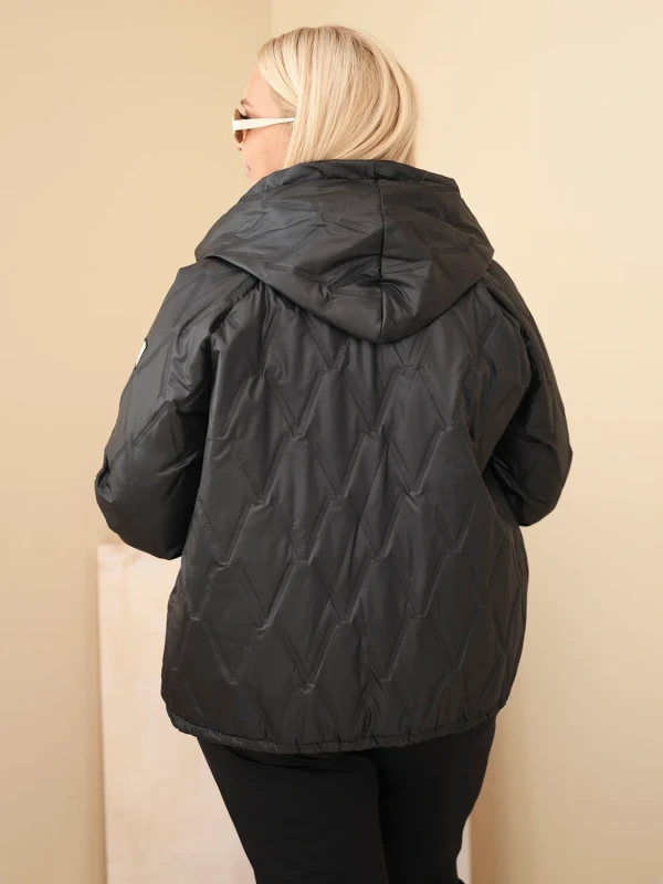 Kurtka damska Plus Size z kapturem i ozdobnym wykończeniem (r.46/50)   