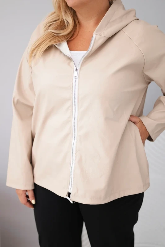 Kurtka Plus Size z Kapturem i Regulowanym Dołem (r.44/48)  