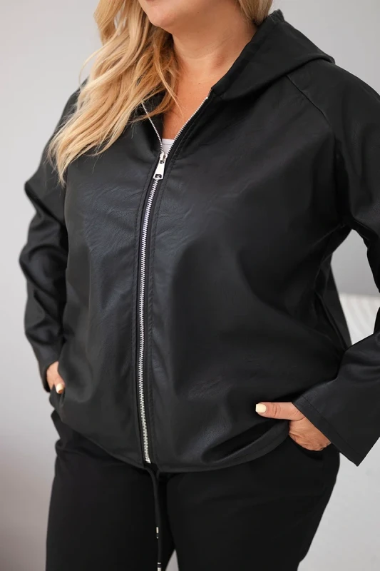 Kurtka Plus Size z Kapturem i Regulowanym Dołem (r.44/48)   