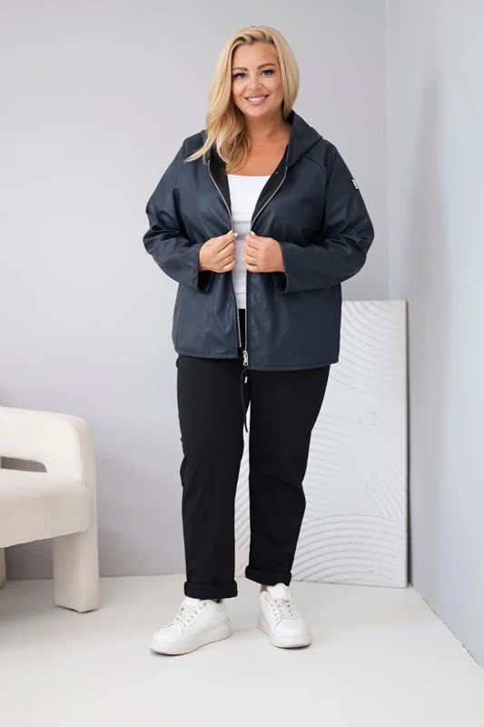 Kurtka Plus Size z Kapturem i Regulowanym Dołem (r.44/48)    