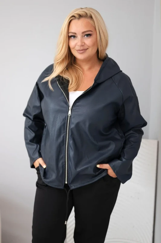 Kurtka Plus Size z Kapturem i Regulowanym Dołem (r.44/48)    
