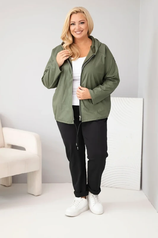 Kurtka Plus Size z Kapturem i Regulowanym Dołem (r.44/48)  