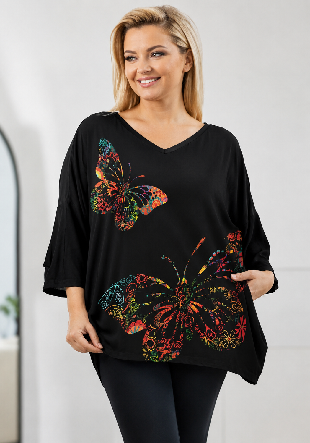 Tunika plus size WISKOZA Motylki  ( r. 48-54)   