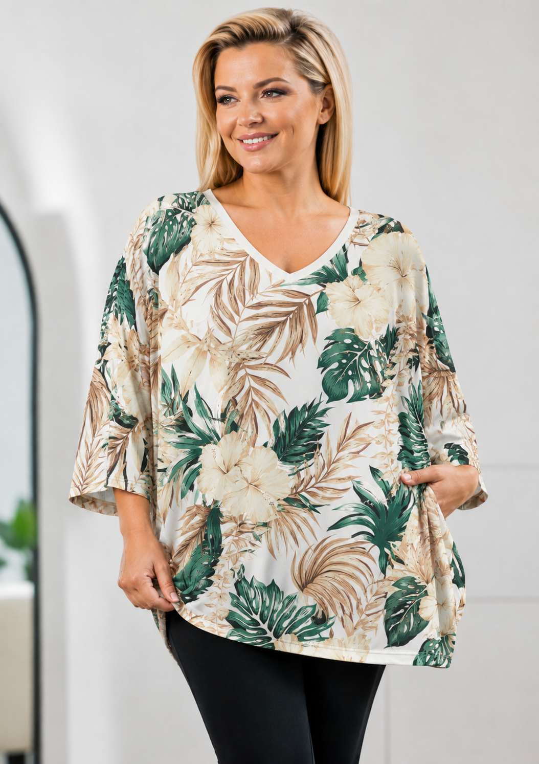 Tunika plus size WISKOZA Liście  ( r. 48-54)    
