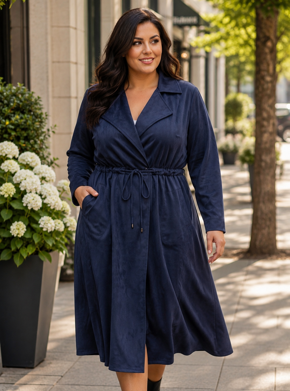 Płaszcz damski Plus Size Zamszowy ( r. 48-54)