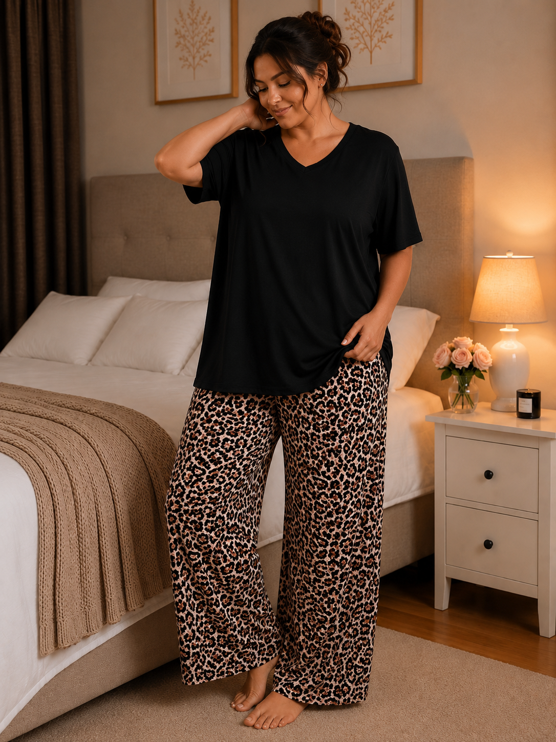 Piżama damska Plus Size z wiskozy Panterka ( r.46-56) 