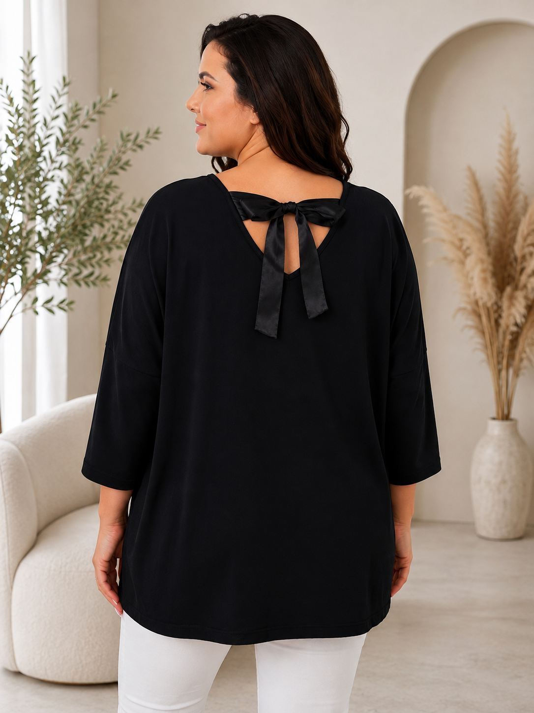 Bluzka damska Plus Size z wiązaniem na plecach ( r. 48-54 )  