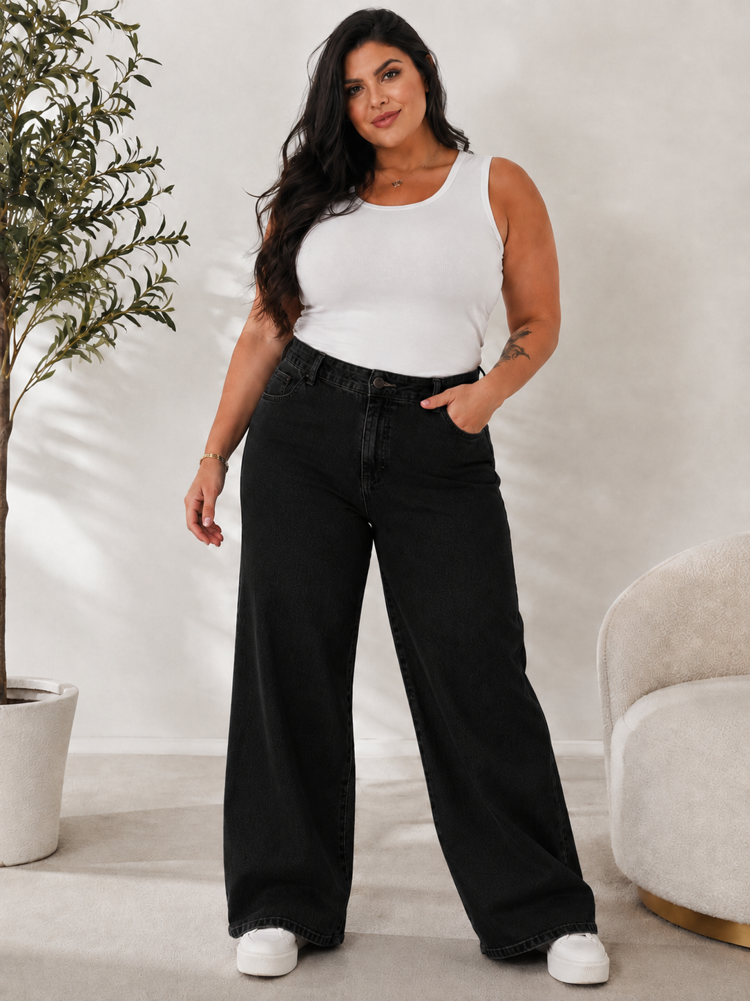 Jeansy damskie Plus Size Wide Leg ( r.48/50)  