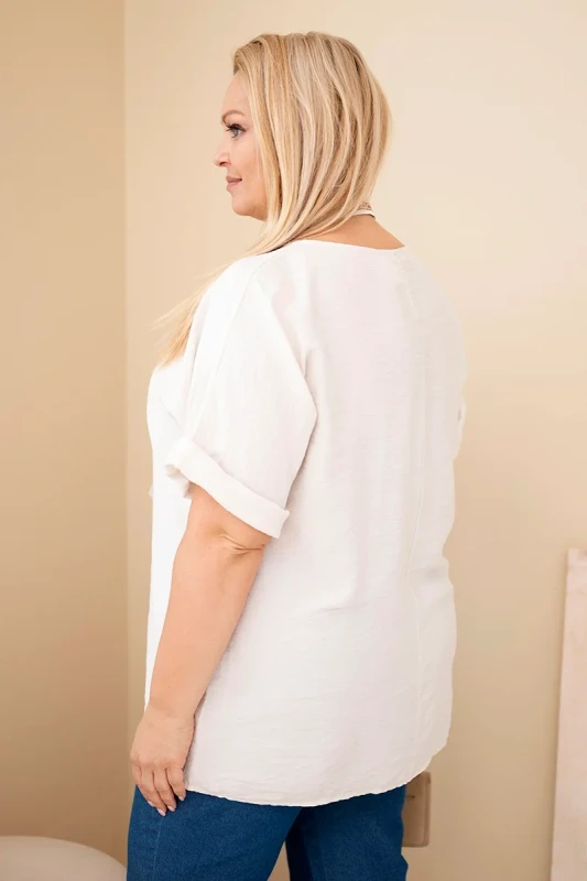 Bluzka damska Plus Size z ozdobną apaszką 100% wiskoza (r. 46/48) 
