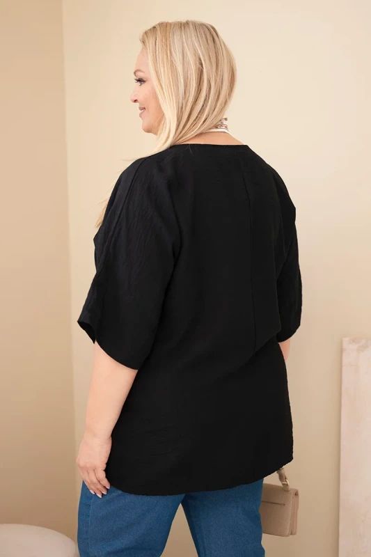 Bluzka damska Plus Size z ozdobną apaszką 100% wiskoza (r. 46/48)  