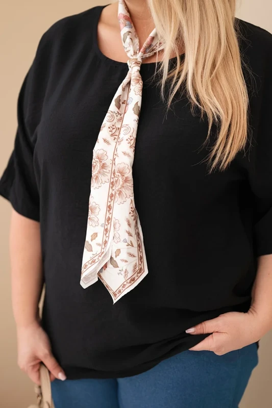 Bluzka damska Plus Size z ozdobną apaszką 100% wiskoza (r. 46/48)  