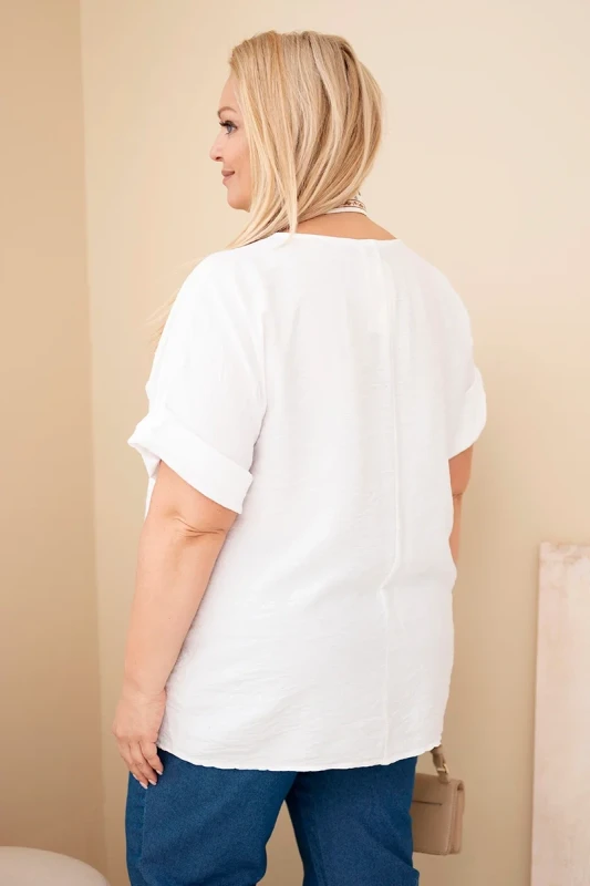 Bluzka damska Plus Size z ozdobną apaszką 100% wiskoza (r. 46/48)  