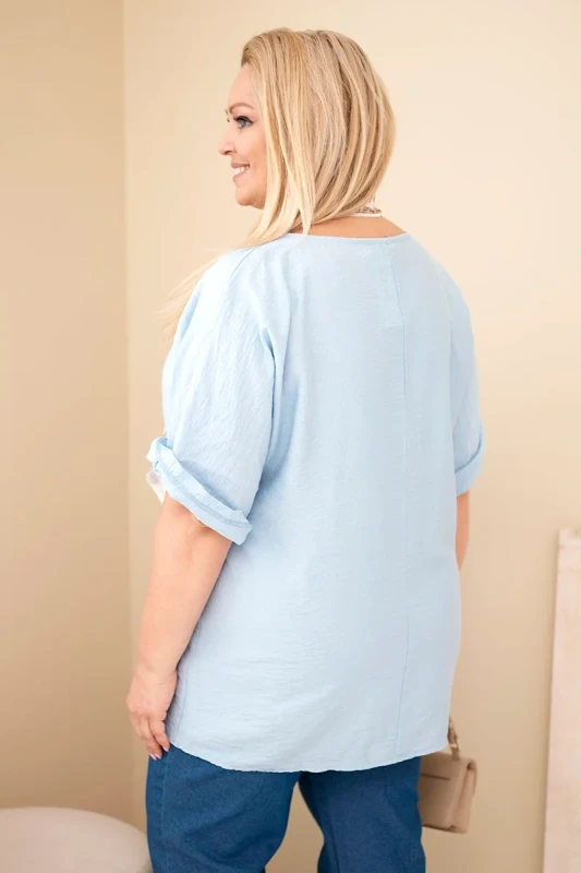 Bluzka damska Plus Size z ozdobną apaszką 100% wiskoza (r. 46/48)   