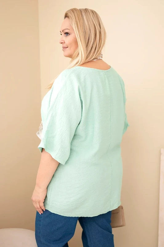 Bluzka damska Plus Size z ozdobną apaszką 100% wiskoza (r. 46/48)   