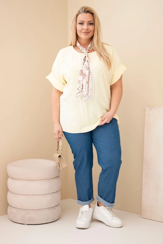 Bluzka damska Plus Size z ozdobną apaszką 100% wiskoza (r. 46/48)   