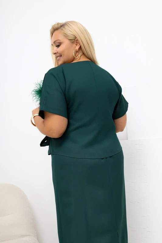 Komplet damski Plus Size AURA bluzka kopertowa i spódnica midi (r.46-52)