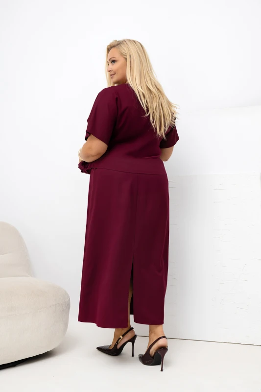 Komplet damski Plus Size AURA bluzka kopertowa i spódnica midi (r.46-52)  