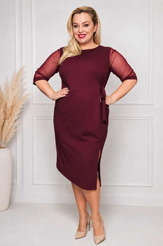 Sukienka plus size z rękawkami z siateczki LESA ( r. 44-52) 