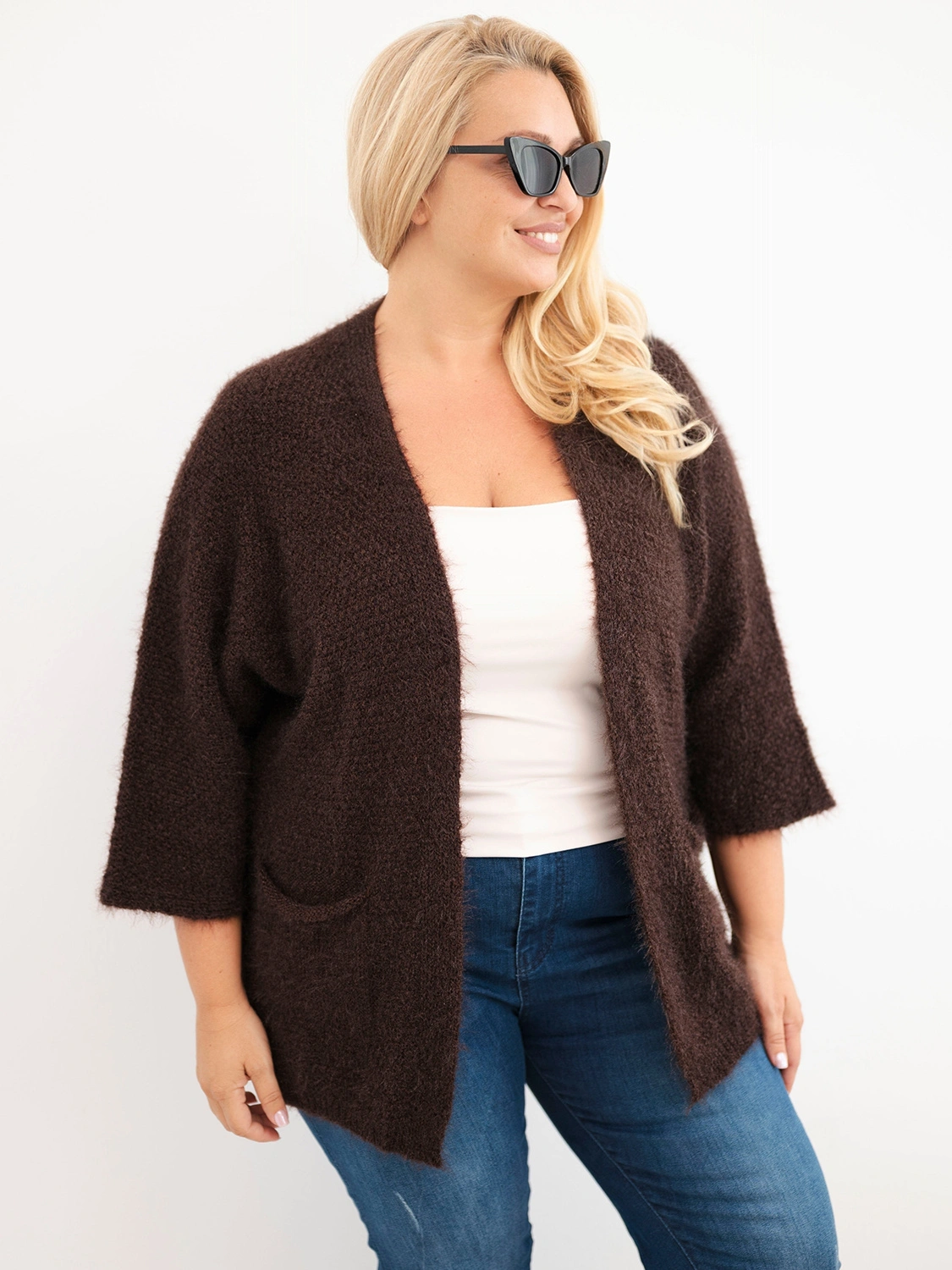 Kardigan damski Plus Size z kieszeniami (r.44-48)   
