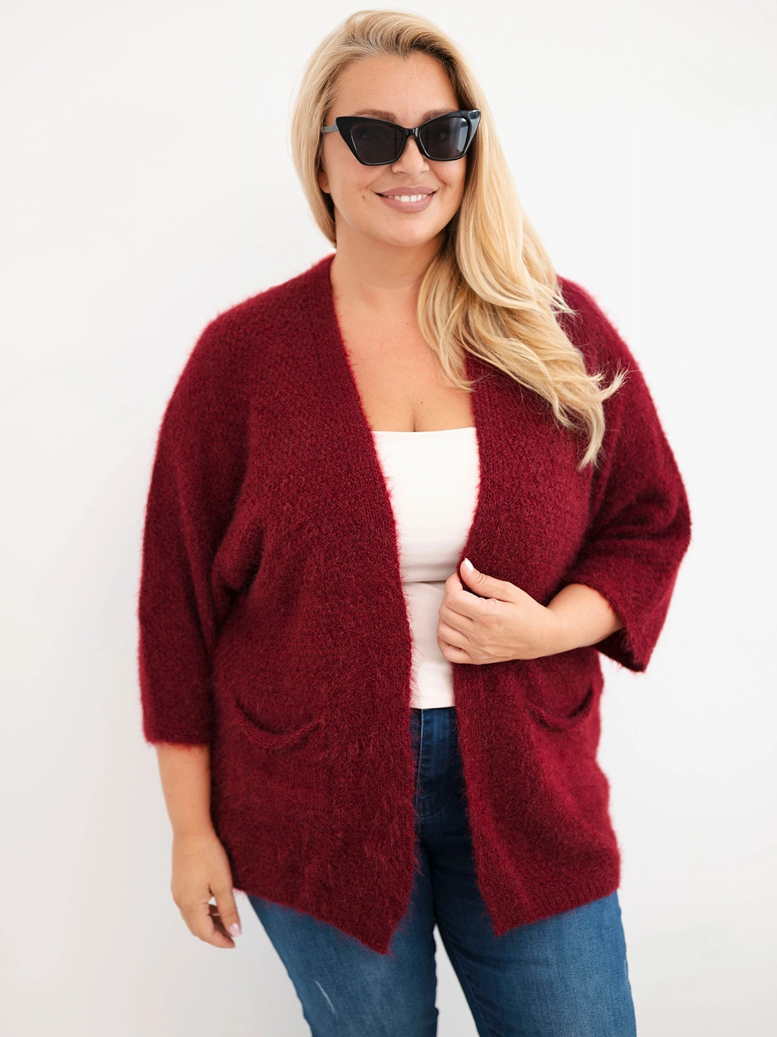 Kardigan damski Plus Size z kieszeniami (r.44-48)     